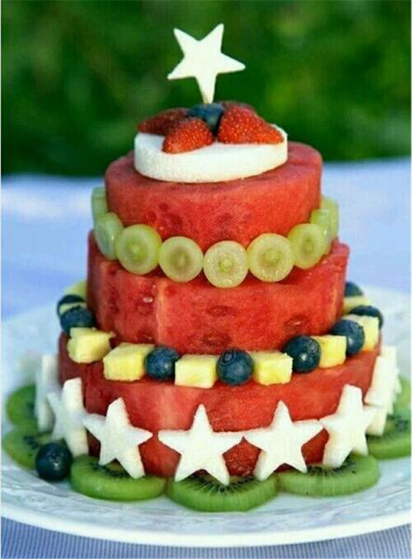 过生日的创意水果拼盘图片,比蛋糕更优雅的创意水果拼盘